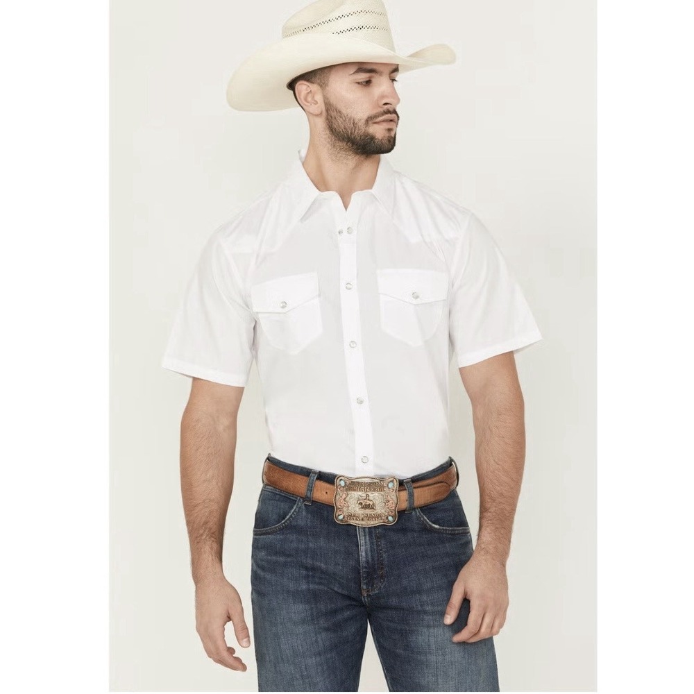 GIBSON MEN'S SOLID SHORT SLEEVE PEARL SNAP WESTERN SHIRT NWT SIZE M